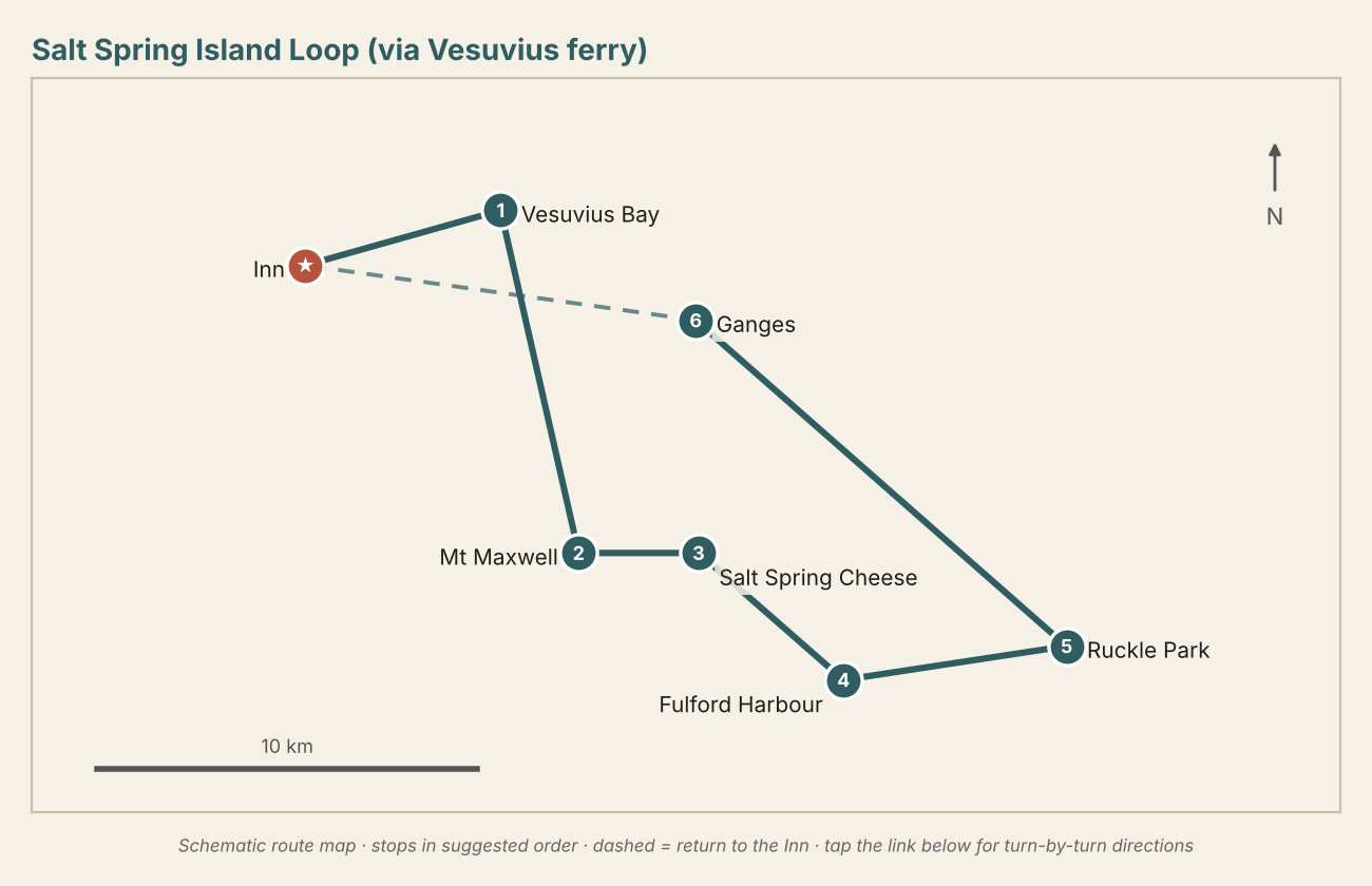 Schematic map of the route with numbered stops